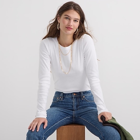J. Crew Tops - J Crew Perfect-fit long-sleeve crewneck T-shirt, BL112